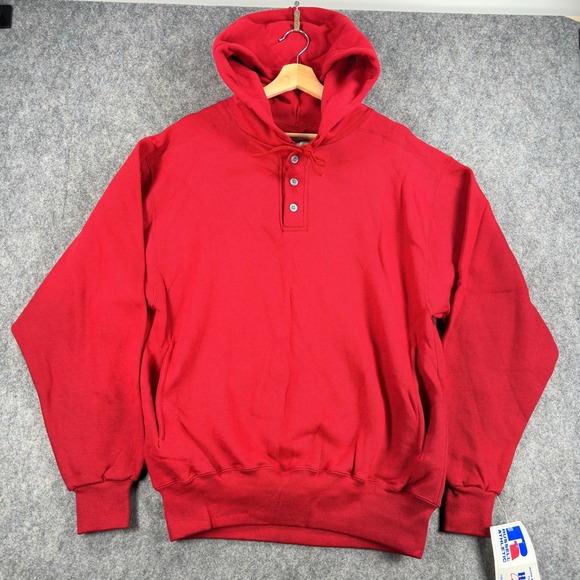 L.L. Bean Other - Vintage L.L.Bean x Russel Hoodie Mens Medium Red Henley Heavyweight Made USA
